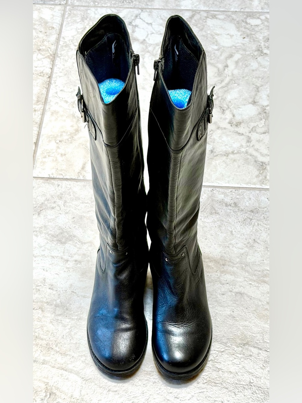 Umberto Raffini Black Leather Buckle-Accent Boots